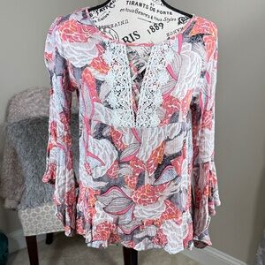 Floral Lace-Trimmed Women's Top